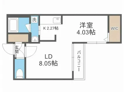 エフェクト南11条 A棟(1LDK/4階)の間取り写真