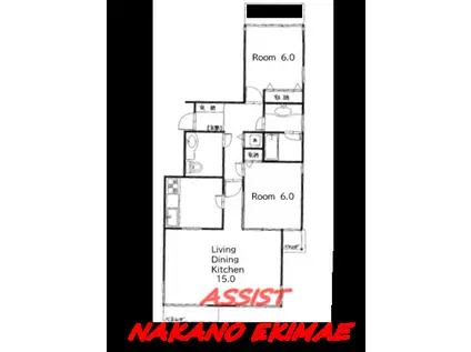 Nハイツ(2LDK/1階)の間取り写真