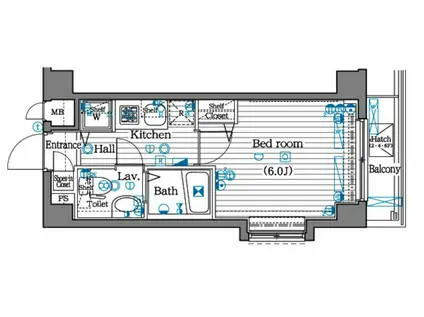 ガラシティ大崎(1K/2階)の間取り写真