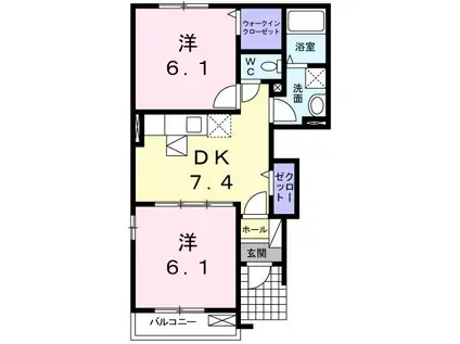 メルヘンライツ(2DK/1階)の間取り写真