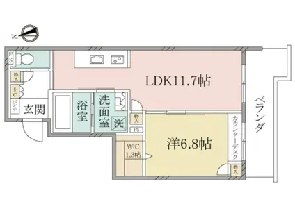 ヘーベルヴィレッジ藤沢1丁目藤沢陣屋小路レジデンス(1LDK/1階)の間取り写真
