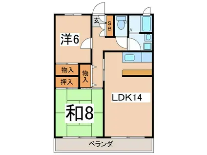 クレールカズ(2LDK/3階)の間取り写真