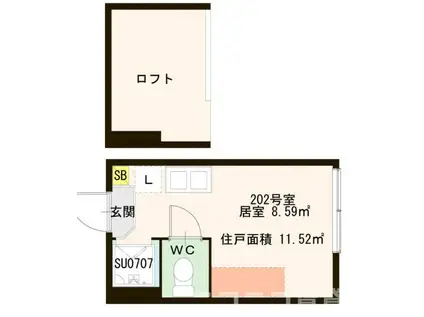 ハーモニーテラス八幡山II(ワンルーム/2階)の間取り写真