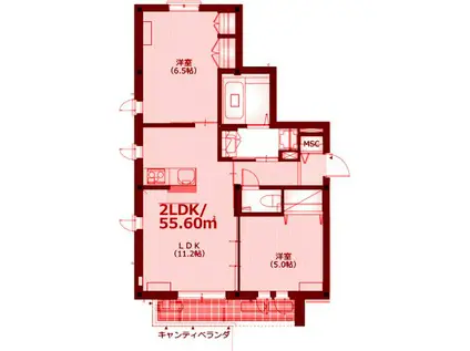 サンクチュアリ陣屋(2LDK/2階)の間取り写真