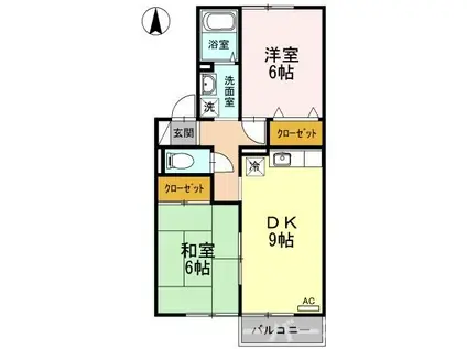 メゾン・シャルムA棟(2DK/1階)の間取り写真