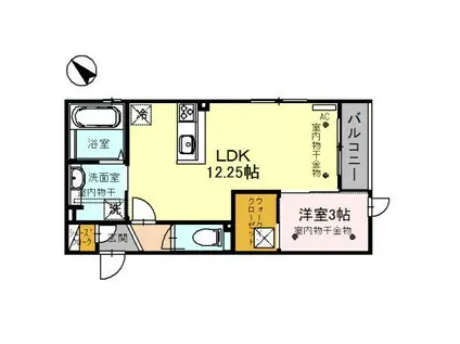 トゥールビヨン(1LDK/2階)の間取り写真
