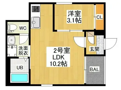 REGALEST FELICE(1LDK/2階)の間取り写真