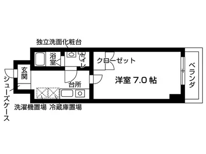 カラーブリア(1K/1階)の間取り写真