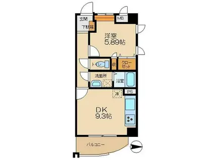 ロワール(1LDK/6階)の間取り写真