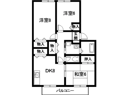 フレマリール上六名(3DK/2階)の間取り写真