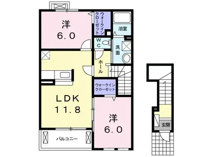 PRATCRIA小鯖B(2LDK/2階)の間取り写真