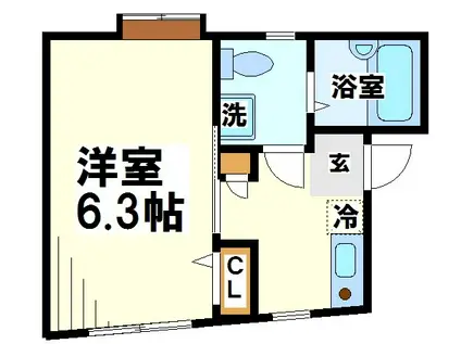 ロイヤルハワイアン(1K/3階)の間取り写真