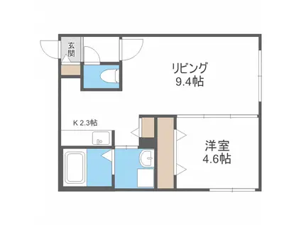 HAL元町(1LDK/3階)の間取り写真