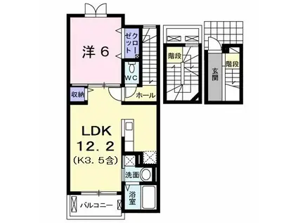 富栄富士見町ヒルズII(1LDK/3階)の間取り写真