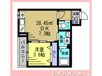 AJ南流山(1DK/1階)の間取り写真