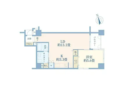 朝日サテライト六本木(1LDK/4階)の間取り写真