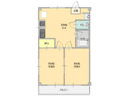 サンライズマンション3号館(2DK/3階)の間取り写真