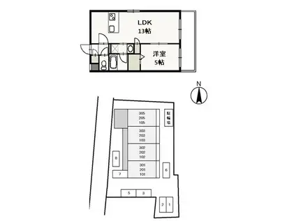 URBAN CENTURY 南方(1LDK/2階)の間取り写真