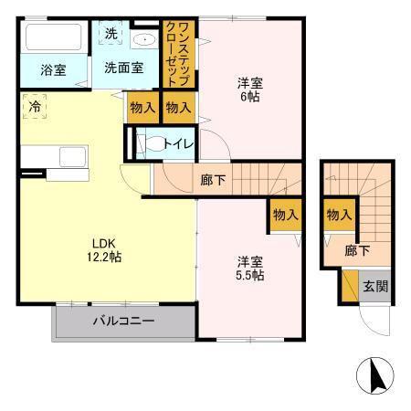 パークドプランタンH(2LDK/2階)の間取り写真