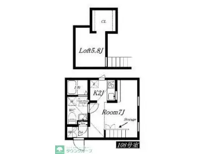 PRIMA ART 海老名(1K/1階)の間取り写真