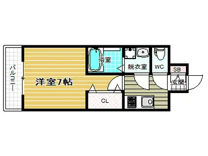 FREEDOM RESIDENCE松原上田I(1K/4階)の間取り写真