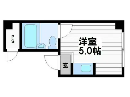 大宝大手前ロイヤルハイツ(ワンルーム/5階)の間取り写真