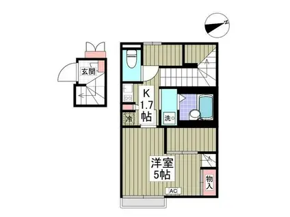 ジェミニI(1K/2階)の間取り写真