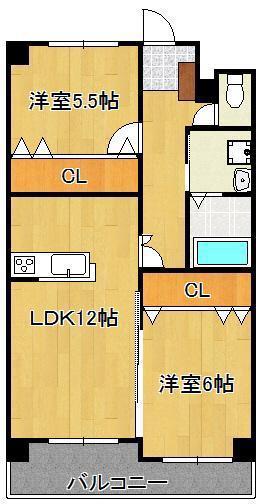 ノーブル三ヶ森(2LDK/5階)の間取り写真