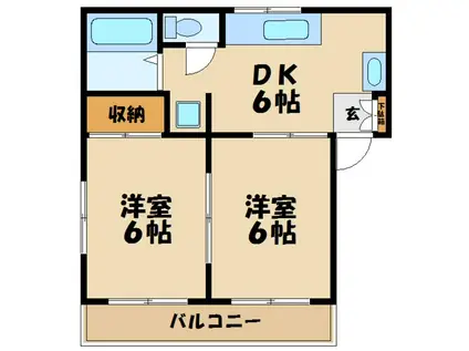 メゾン東百合ヶ丘(2DK/2階)の間取り写真