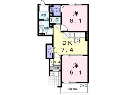 パレ ドゥールA(2DK/1階)の間取り写真