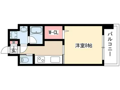 メルカーサ泉(1K/8階)の間取り写真