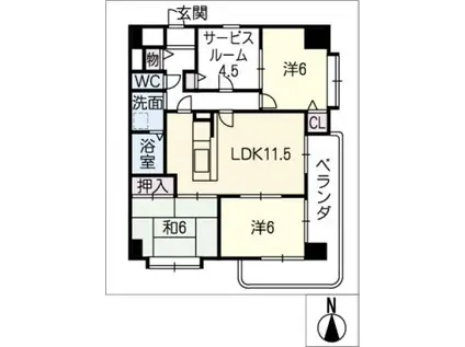 中央マンション名駅(3SLDK/7階)の間取り写真