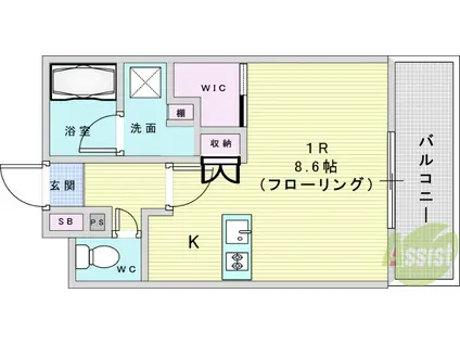 ウェルスクエア池田住吉(ワンルーム/1階)の間取り写真