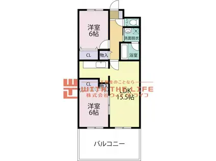 ロックベアーヒルズII(2LDK/2階)の間取り写真