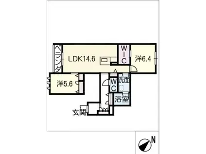 ラ・グリシーヌ(2LDK/3階)の間取り写真