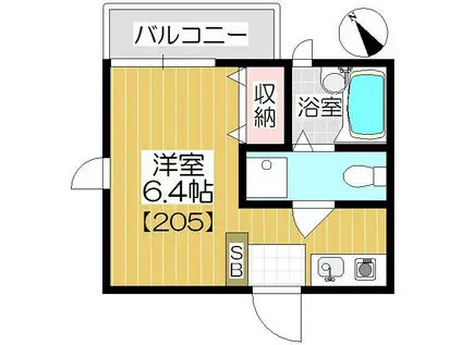 コンフォティア(ワンルーム/2階)の間取り写真