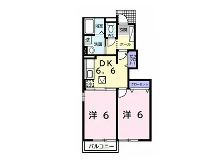 サンモールハイツ(2DK/1階)の間取り写真