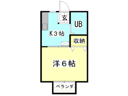 ジョイフルパーティー(1K/1階)の間取り写真