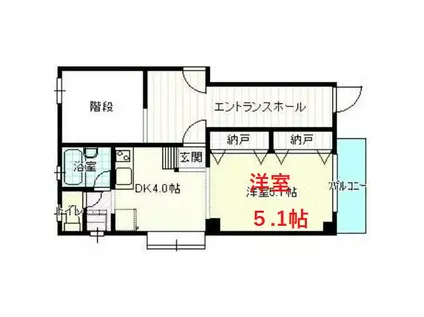 カーザカルディーノ(1K/1階)の間取り写真