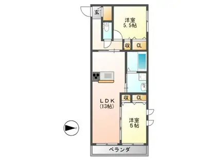 メゾンソレイユ(2LDK/2階)の間取り写真