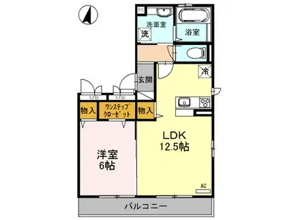 ヌカタコルンS(1LDK/1階)の間取り写真