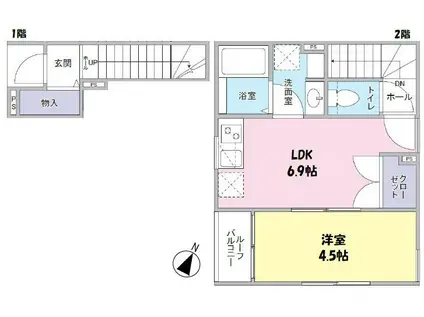 LEGUME AIL GRAISSE(1DK/2階)の間取り写真