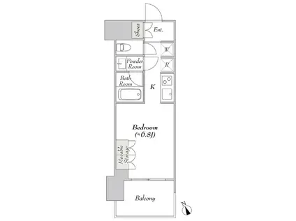 ウエリスアーバン水天宮前(ワンルーム/5階)の間取り写真