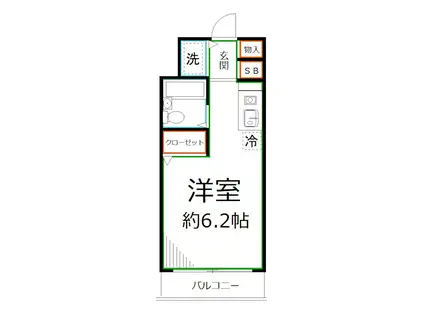 プライムアーバン武蔵野ヒルズB棟(ワンルーム/3階)の間取り写真