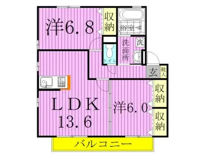 リビングタウンみのり台(2LDK/2階)の間取り写真