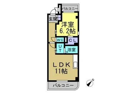 メルベーユHAJIIII(1LDK/1階)の間取り写真