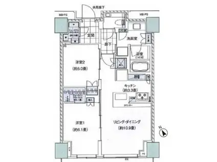 コモレ四谷ザ・レジデンス四谷アベニュー(2LDK/3階)の間取り写真
