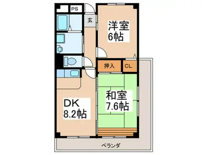 オーレンスヒルズ(2DK/2階)の間取り写真