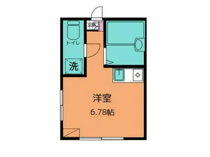 メティスヤベ(ワンルーム/2階)の間取り写真