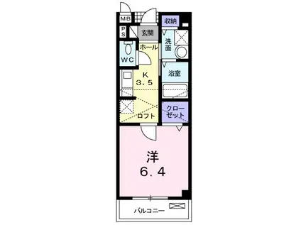 フリージア(1K/2階)の間取り写真